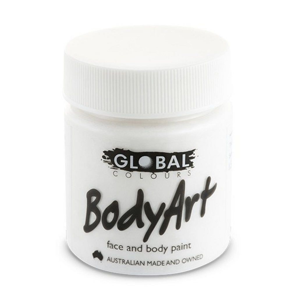 Global Bodyart Körperfarbe Weiß, 45 ml, auf Wasserbasis, kosmetische Qualität
