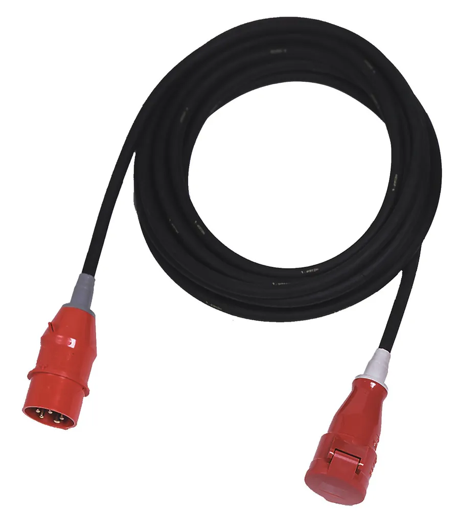 PSSO Rallonge CEE 16A 5x2,5mm² de 20m Rouge - Câble d'Alimentation Triphasé