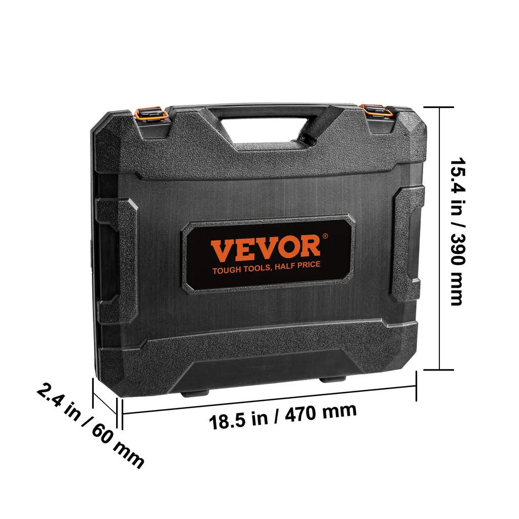 VEVOR set di chiavi a bussola professionali in acciaio legato al Cr-Mo Set di chiavi a bussola da 90 pezzi profondità 6-19 mm avvitatore a impulsi, HRC 42-48 chiave a bussola incl. valigetta portautensili, estrattore di viti metriche - 8
