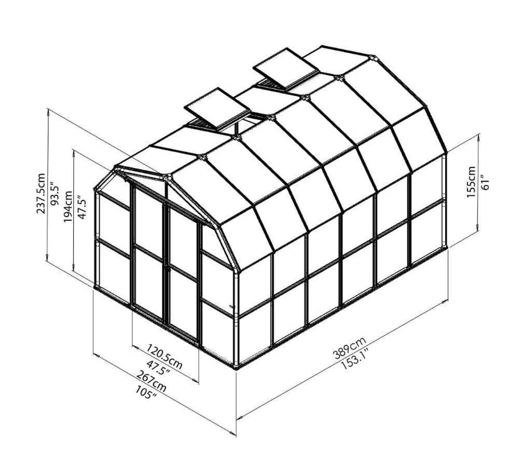 Rion Kunststoff Gewächshaus Grand Gardener 44 Grün 264x267x238 cm