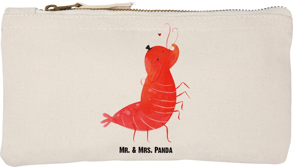 Mr. & Mrs. Panda Kulturtasche Garnele Franzose Größe S Klein - Weiß - Geschenk, Krabbe, Etui, Kulturbeutel, pencil case, Baumwolltasche, Stiftem...