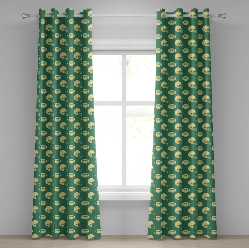 Paire de Rideaux Décoratifs Football Américain Rétro 280 x 175 cm Vert