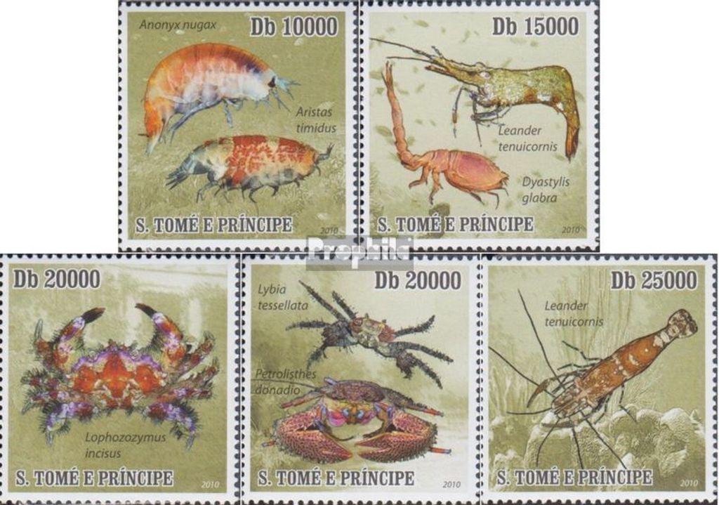 Briefmarken Sao Tome e Principe 2010 Mi 4631-4635 (kompl.Ausg.) postfrisch Krebstiere