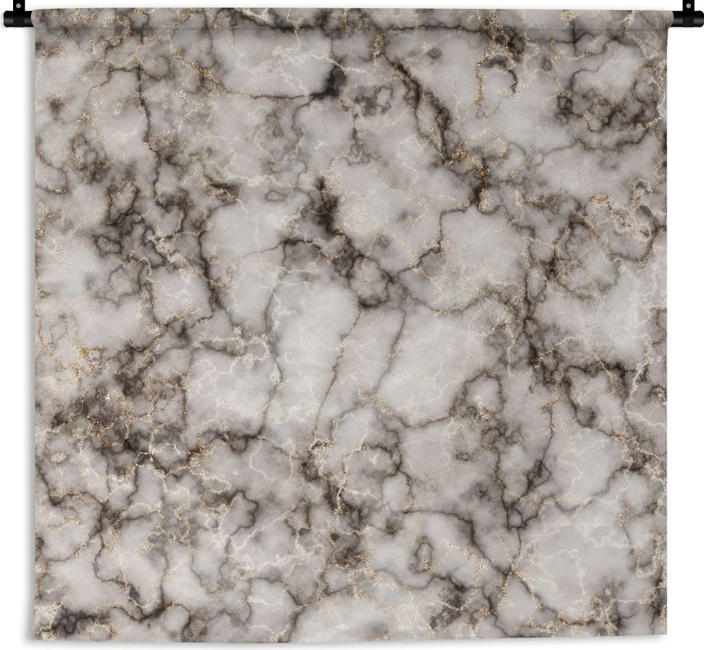MuchoWow Wandteppich Wandbehang Marmor - Weiß - Gold 60x60 cm Tapisserie Dekoration Wandtuch - Dekorationen - Wand Decke