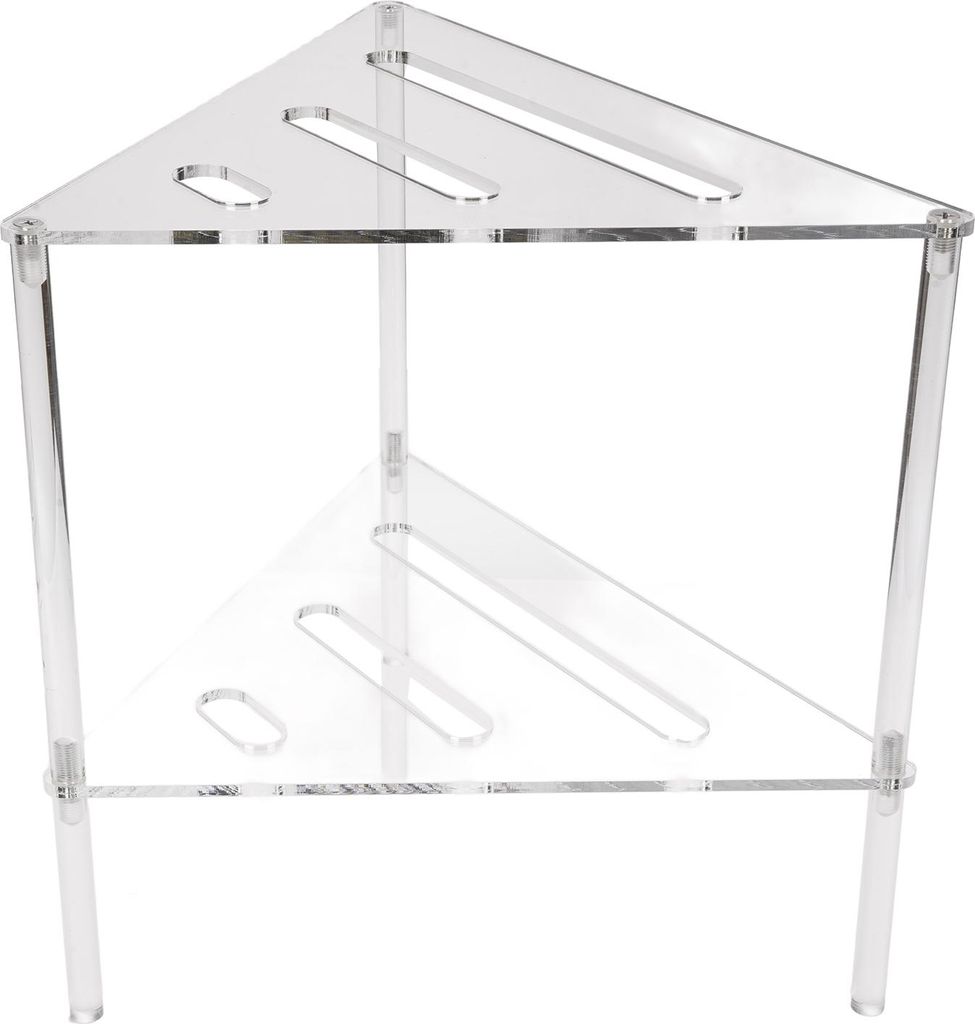 Acryl Ecke Dusche Caddy 2 Tier Boden stehend Hollowed Ecke Regal Veranstalter für Bad Schlafzimmer Küche