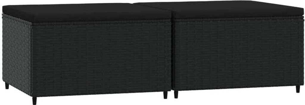 vidaXL Záhradná stolička s vankúšom 2 ks Black Poly Rattan Obrázok produktu 7