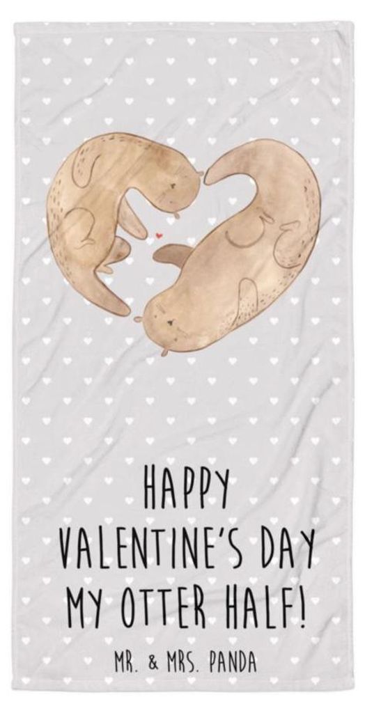 Mr. & Mrs. Panda Handtuch Otter Valentine - Grau Pastell - Geschenk, Duschtuch, für Partner, Mitbringsel, Großes Badehandtuch, Freundin, Saugstar...