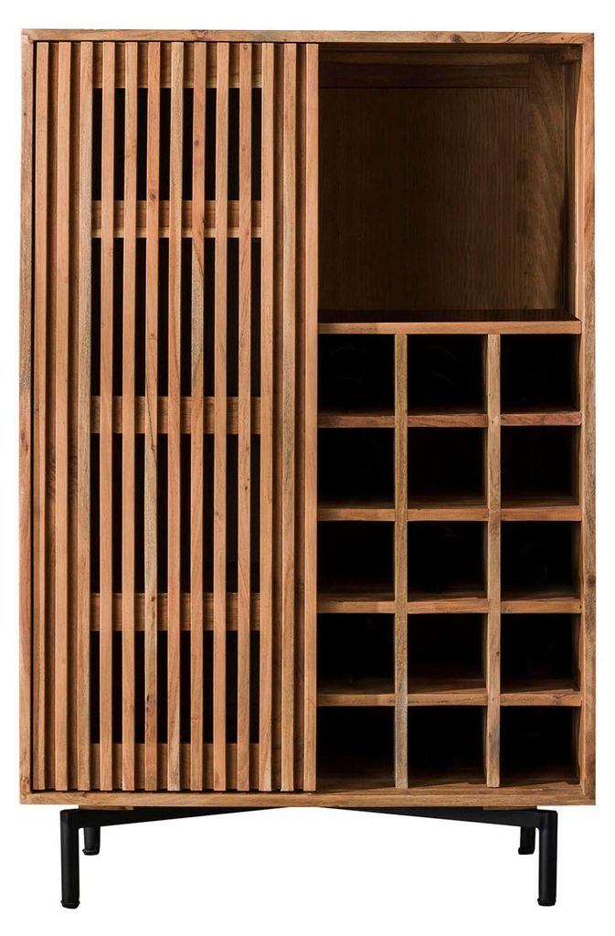 FURNLUX Weinschrankschieber Akazie Und Schwarz 80cm / Produktbild 