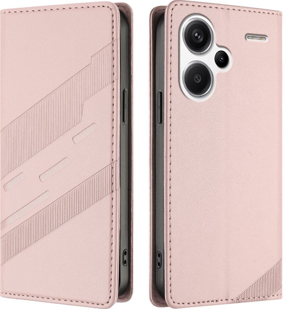 Hülle für Xiaomi Redmi Note 13 Pro+ 5G, Kunstleder Brieftaschen Handyhülle mit Kartenfach und Standfunktion Pink