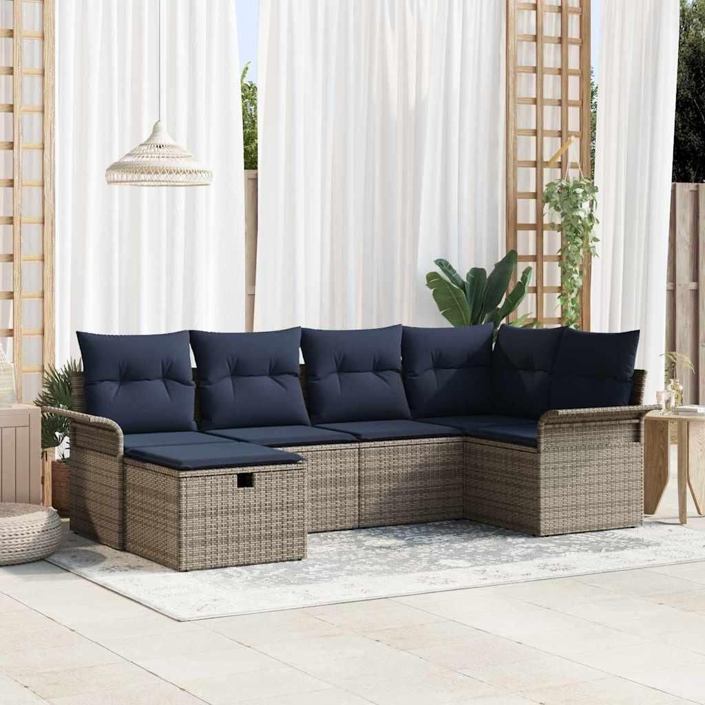 Gartensofa-set mit Kissen mit Speicher 6 pcs Poly Rattan - Gartenmöbelgarnituren DE298