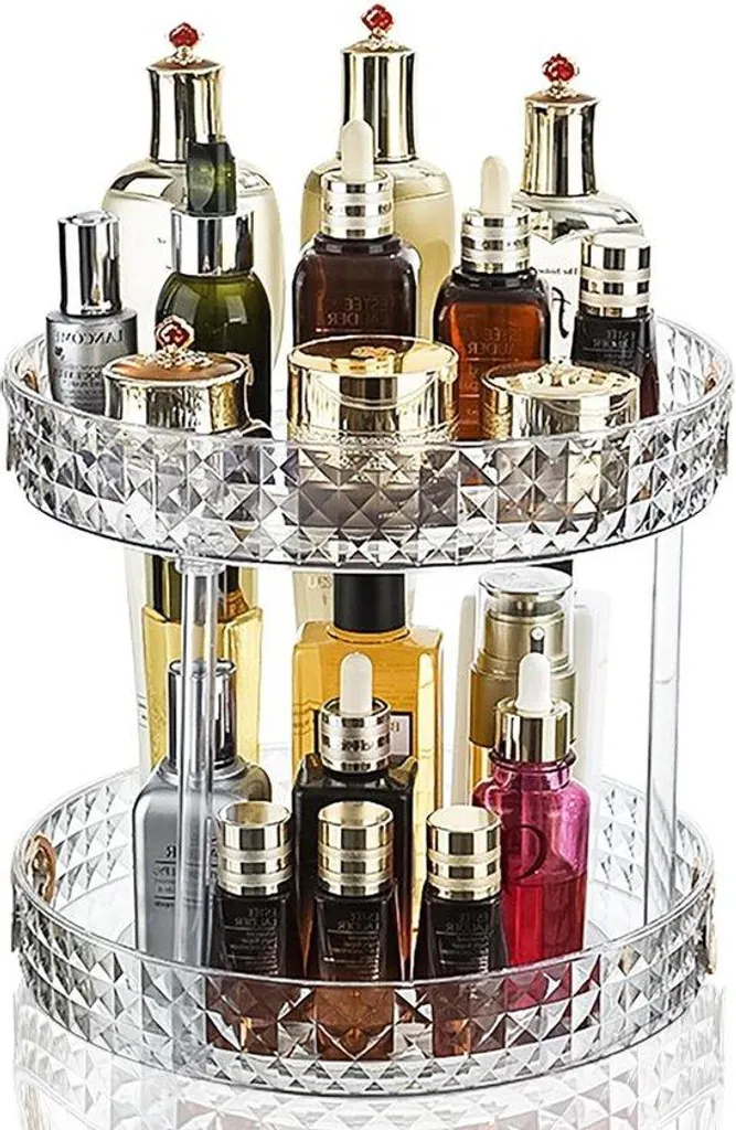 Tour de rangement cosmétique en métal noir - Présentoir rotatif 360°