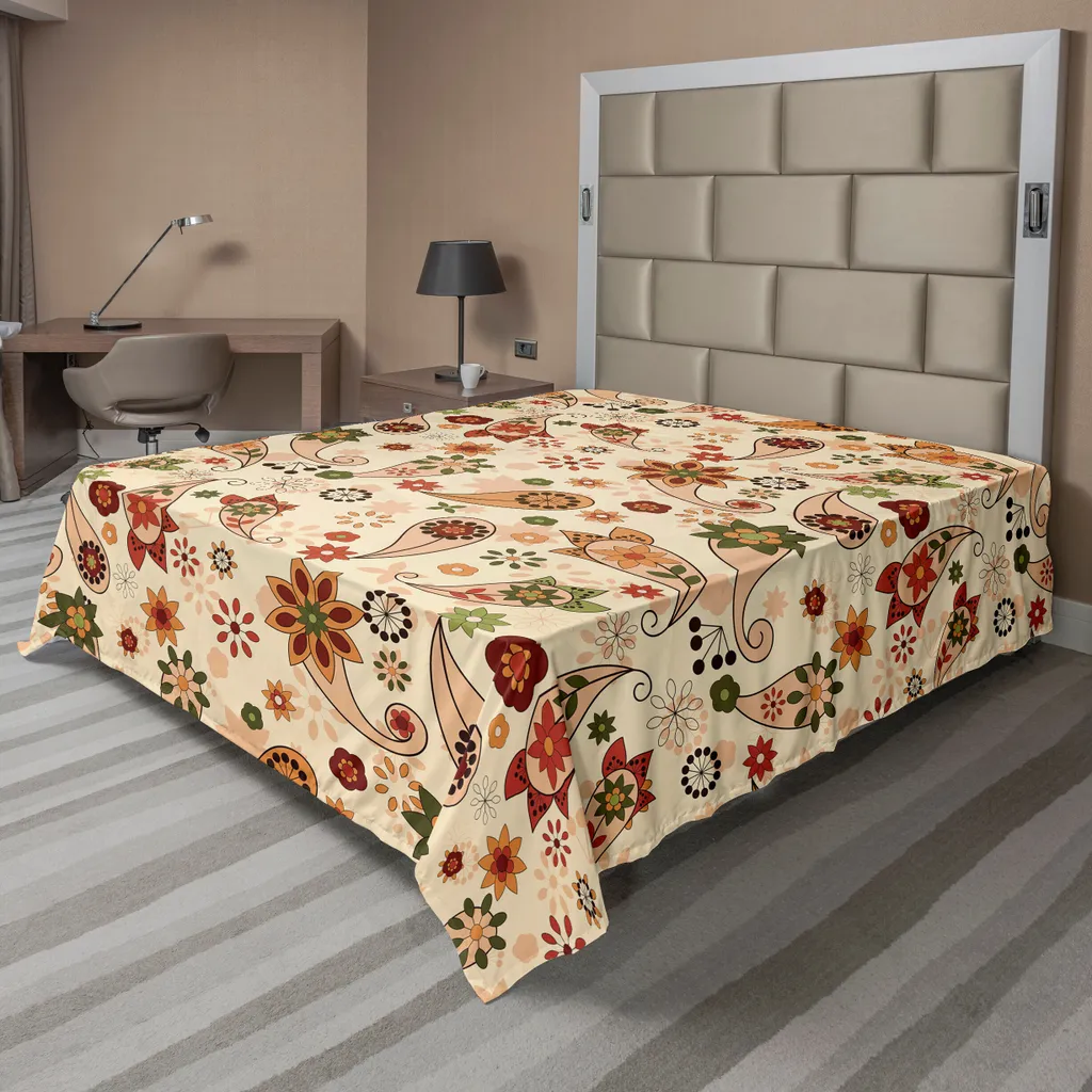 Drap plat décoratif doux à motif Paisley, textile ethnique 260 x 228 cm