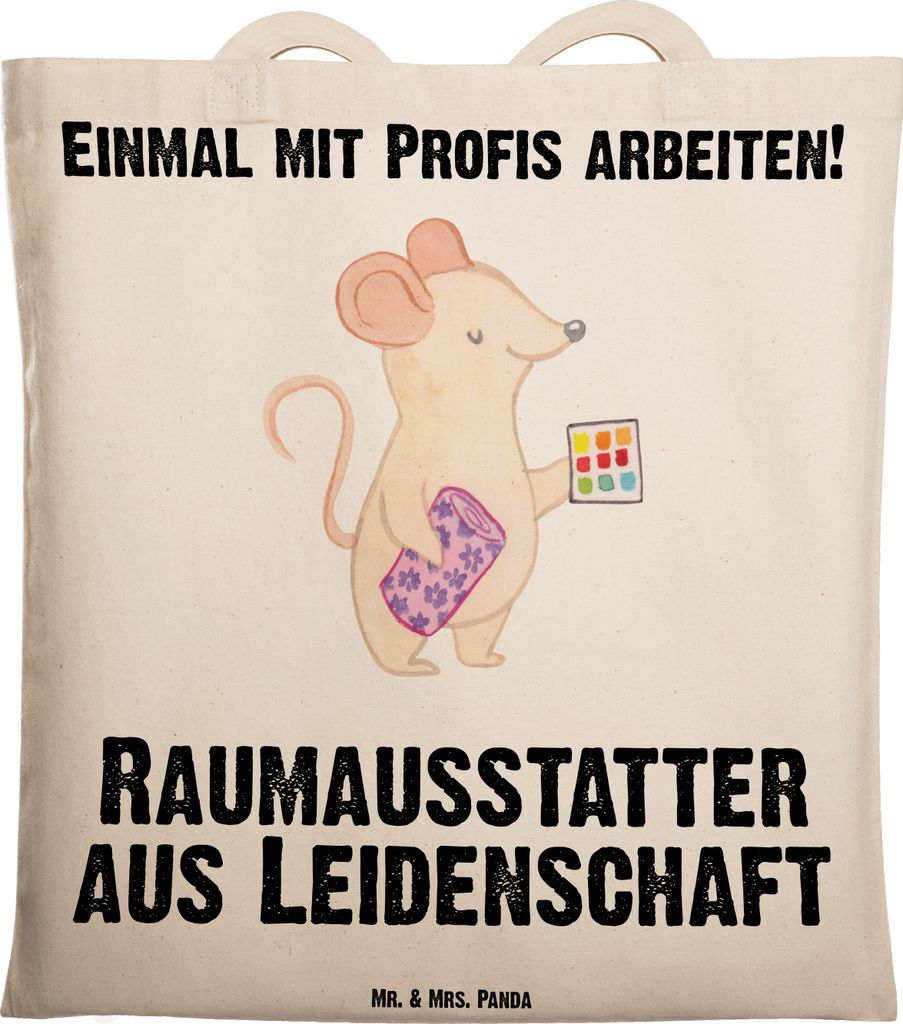 Mr. & Mrs. Panda Uni Tasche Raumausstatter Leidenschaft - Transparent - Geschenk, Schultasche, Tragetasche, Shopping, Tote Bag, Jutebeutel