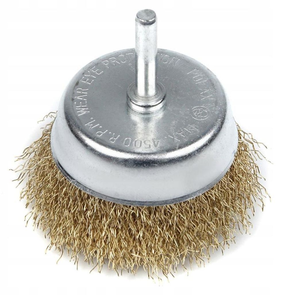 Szczotka czołowa z trzpieniem do wiertarki 1/4" 75mm (drut Zdjęcie produktu 