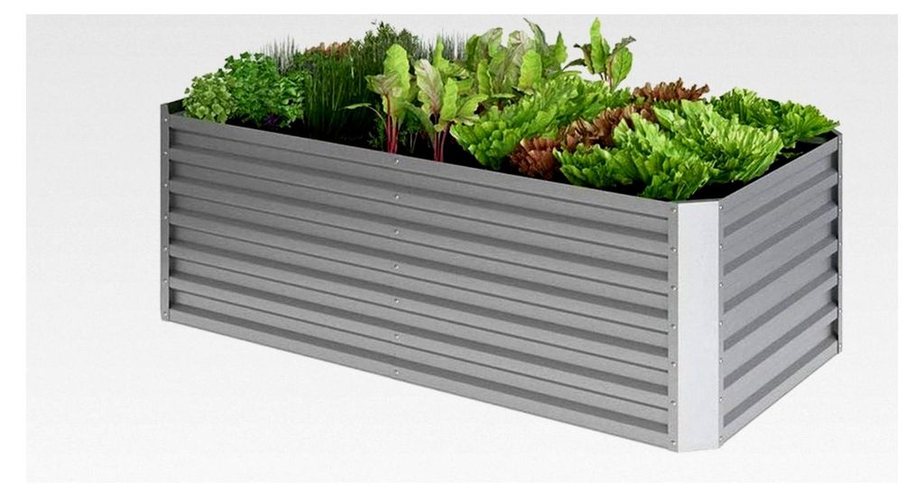 Hochbeet Kräuterbeet Gemüsebeet rechteckig 180x90x60cm Silber Pflanzkasten Aufzucht Beet Garten