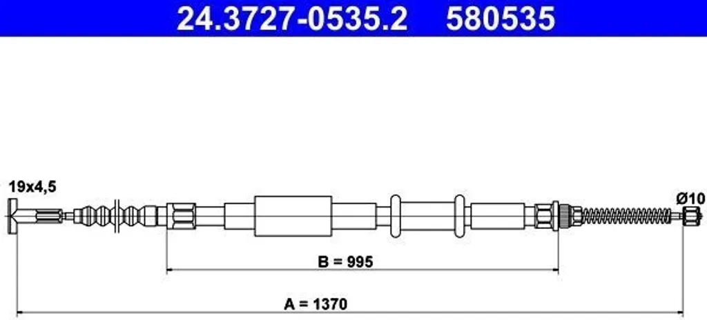 ATE 24.3727-0535.2 Câble de frein à main pour Fiat Brava et Bravo OE 7773000