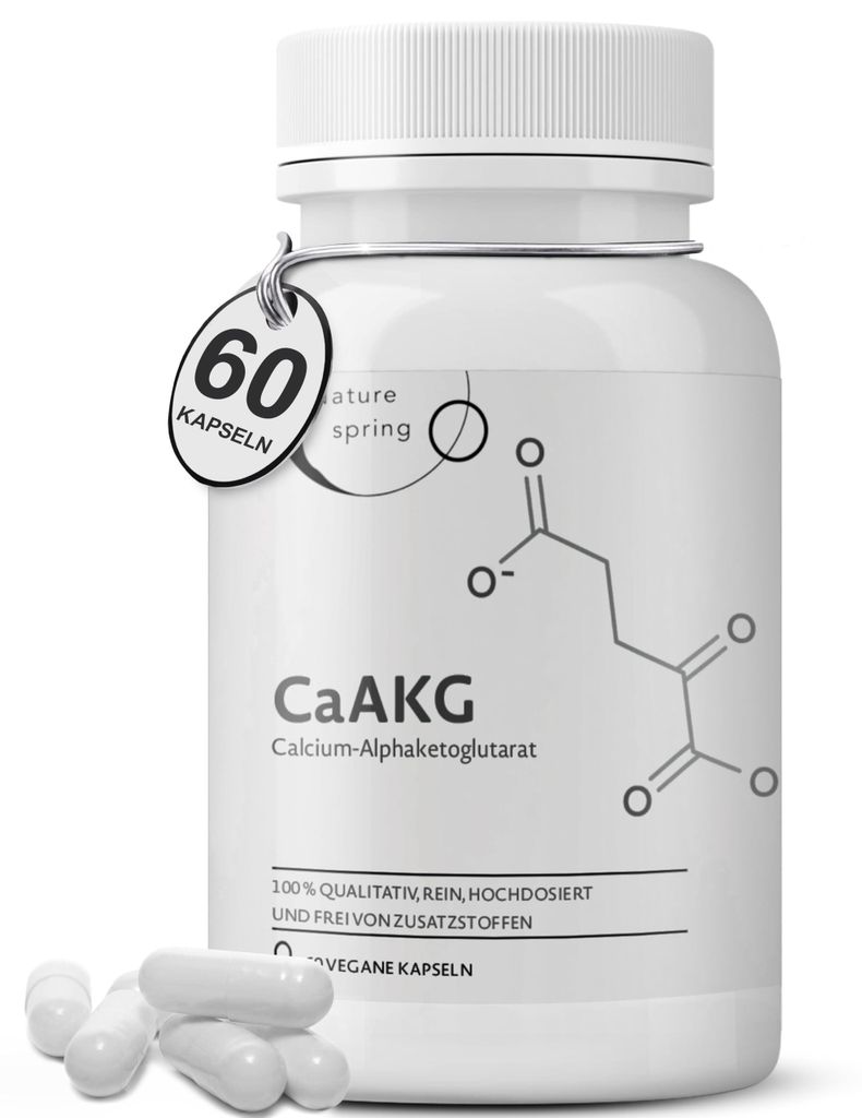 Nature spring CaAKG | Calcium-Alphaketoglutarat | Labor in DE | 60 Kapseln | hochdosiert | 1000 mg | CaAKG in bester Qualität ohne Zusatzstoffe
