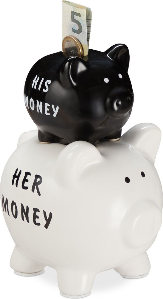Relaxdays Sparschwein, His & Her Money, 2 Schweine, Produktbild 