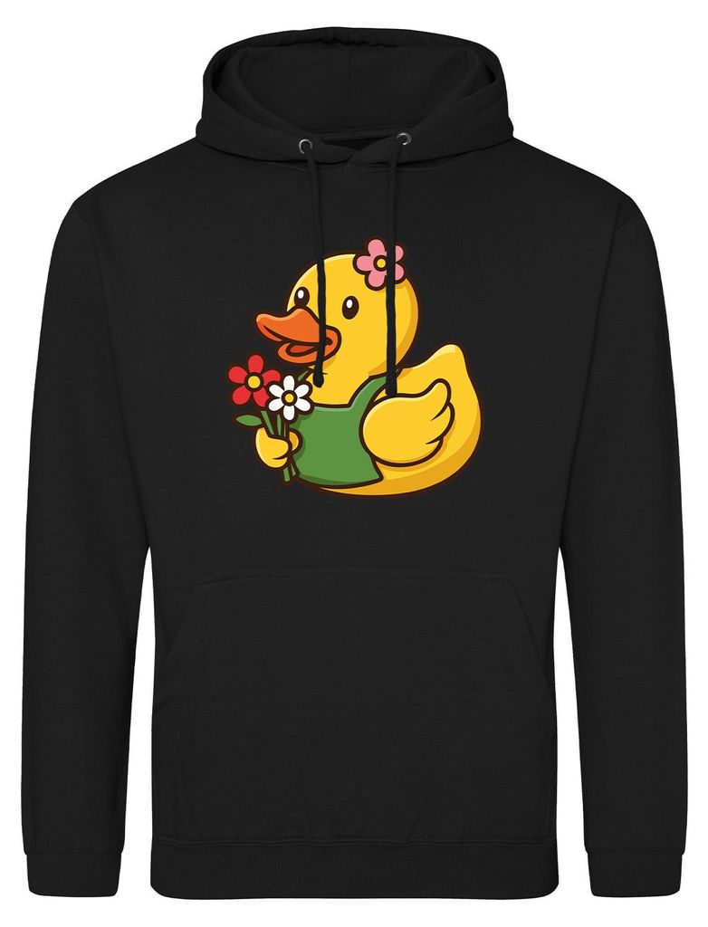 Huuraa Uni Hoodie Quietscheente Floristin Gummiente Gärtnerin S Deep Black Vegan Sweatshirt Geschenkidee