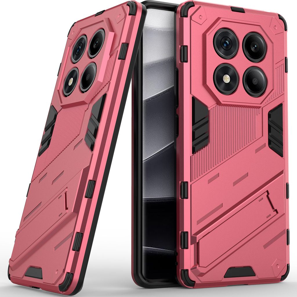 Armor Hülle für Xiaomi Redmi Note 14 Pro 4G Hybrid PC TPU Bumper Stoßfestes Schutzhülle mit Standfunktion Rosa