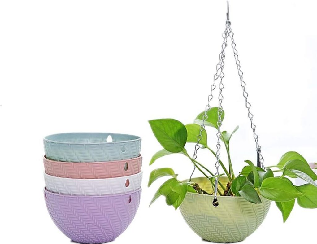 5er-Pack hängende Pflanzgefäße mit Kette, selbstbewässerndes Design für die Bepflanzung im Innen- und Außenbereich.