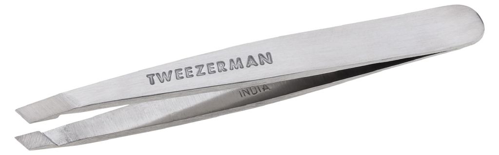 TWEEZERMAN Mini Pinzette schräg für Augenbrauen, Edelstahl, Produktbild 