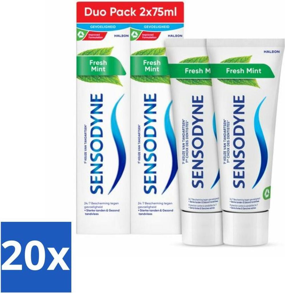 Sensodyne Zahnpasta - Frische Minze - Frische Minze - Duopack - 2 x 75 ml - Vorteilspack - 20 Stücke