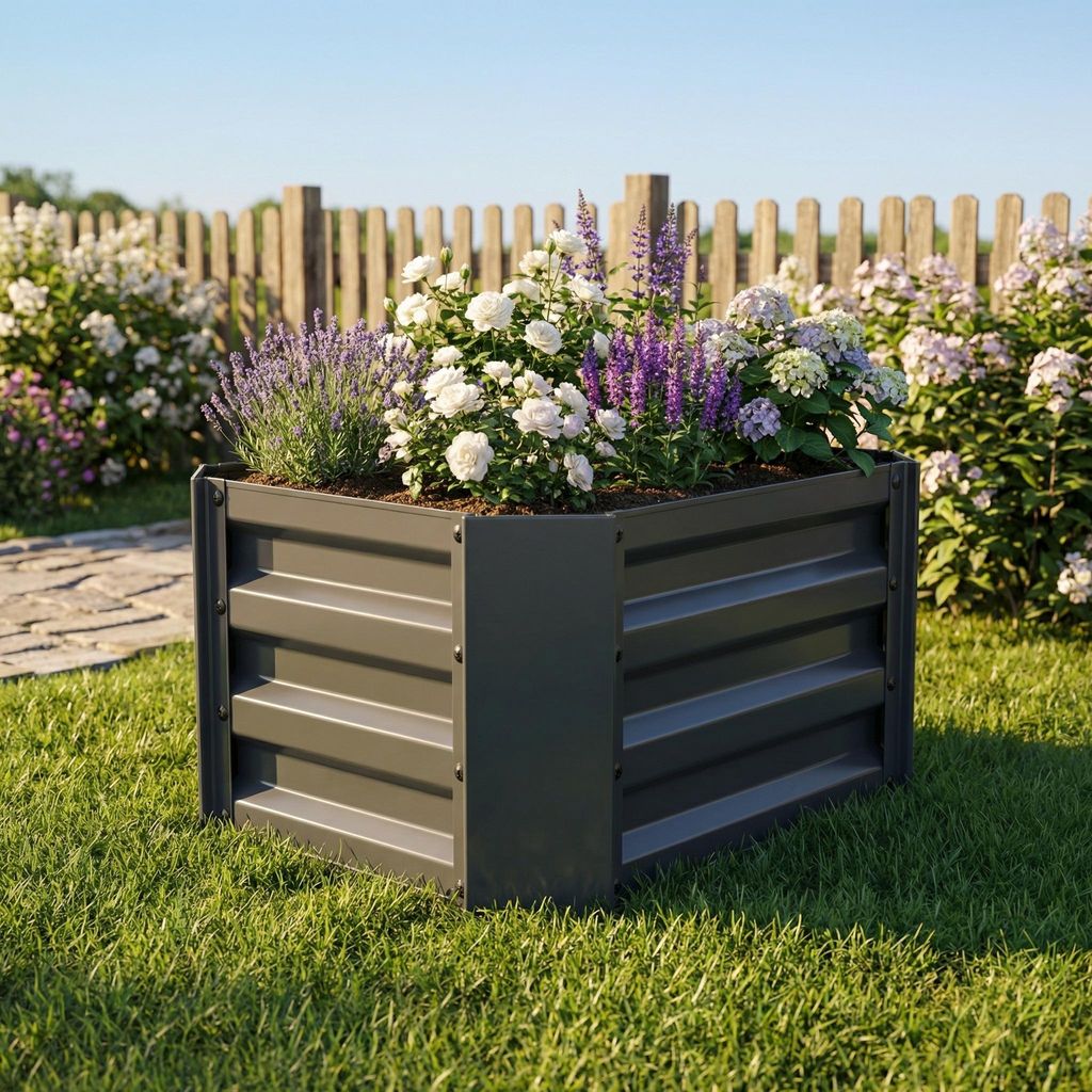 VCM Metall Hochbeet 50x40x30 cm, rechteckiger Pflanzkasten für Balkon, Terrasse & Garten, Pflanzenbeet ohne Boden, Galdo M