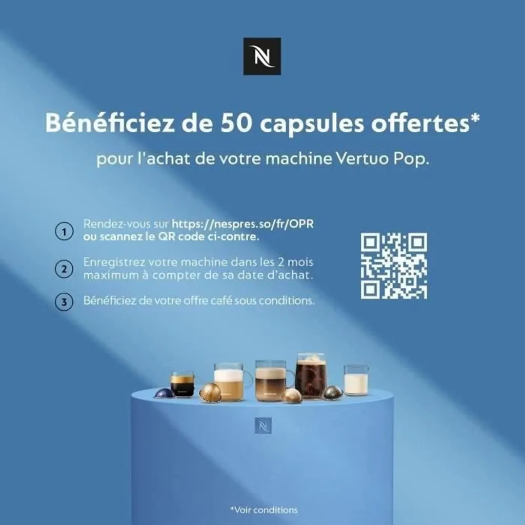 Krups Nespresso Vertuo Pop YY4889FD Blanc - Machine à Café Compacte