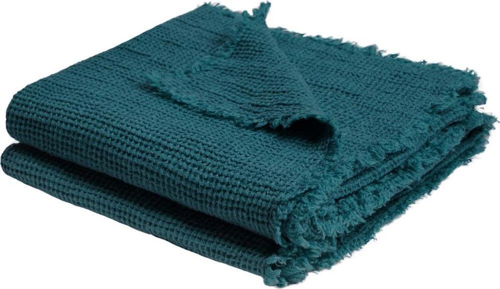 Zoeppritz Leinen-Plaid Honeybee Farbe deep pacific Größe 170x230