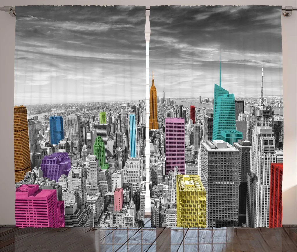 Rideau pour chambre New York architecture urbaine décoratif 280x225