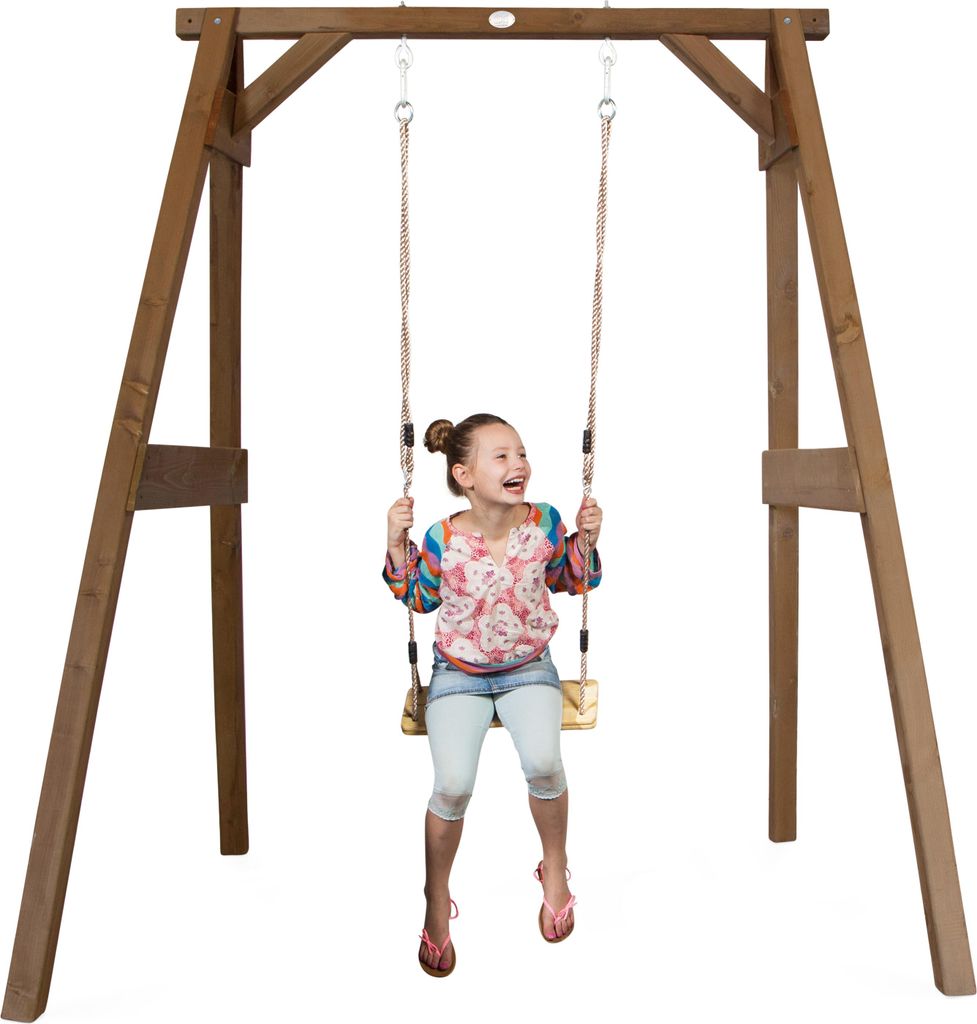 AXI Einzelschaukel mit Gestell aus Holz in Braun | Einzelschaukel mit Gestell für Kinder / Kinderschaukel | Schaukelgestell für den Garten