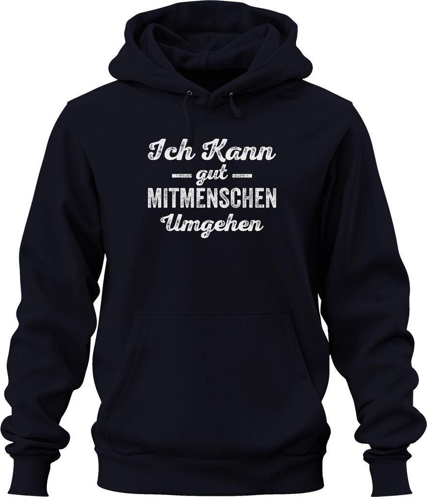 Ich kann mit Menschen umgehen Sarkastisch Antisocial Humor Ironie Uni Hoodie Kapuzenpullover, Navy, 3XL