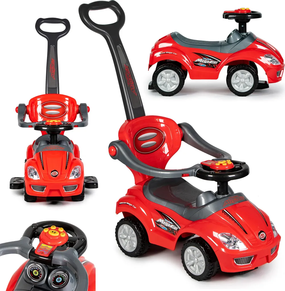 Pousseur Bébé Evolutif 3 en 1 avec Table d'Activités Musicale Rouge