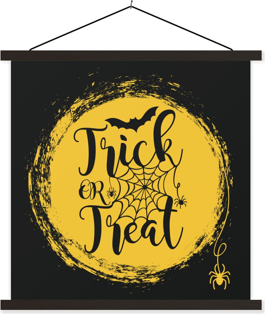 MuchoWow Textilposter Der Vollmond von Halloween in einer Illustration 120x120 cm mit schwarzem Rahmen - Aufhängungsset