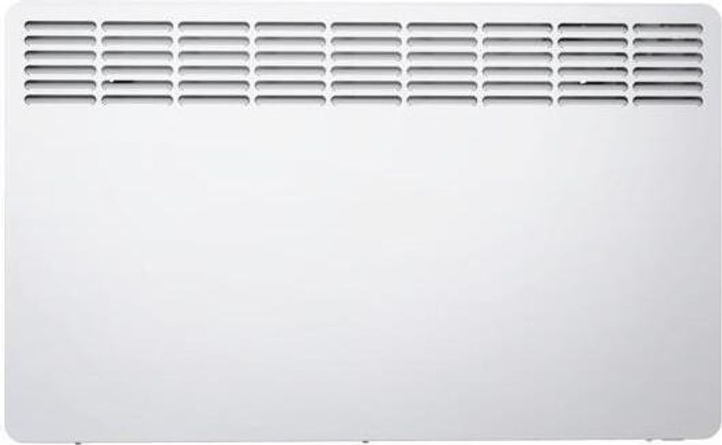 A white electric heater is shown against a white background.