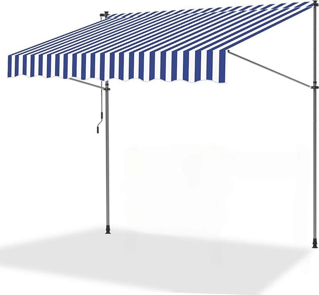 Faziango Klemmmarkise mit Handkurbel, 200x120cm Balkonmarkise, UV-beständig 50+ höhenverstellbar Sonnenschutz ohne Bohren für Terrasse und Balko...