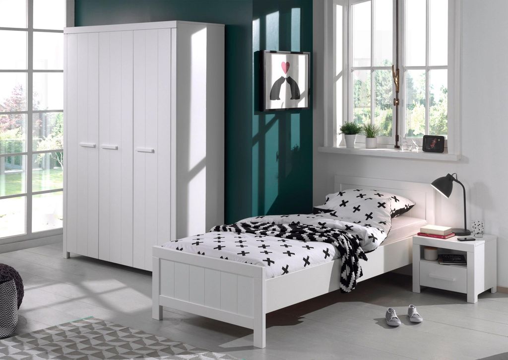 Vipack Set Erik bestehend aus: Einzelbett, Nachtkonsole, Kleiderschrank 3-trg.