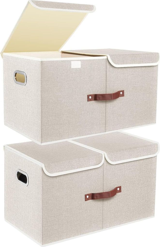 Extra große faltbare Aufbewahrungsboxen mit Deckel und Fächern, Aufbewahrungsboxen mit Deckel für Schränke, Spielzeug, Aufbewahrungsboxen zur O...