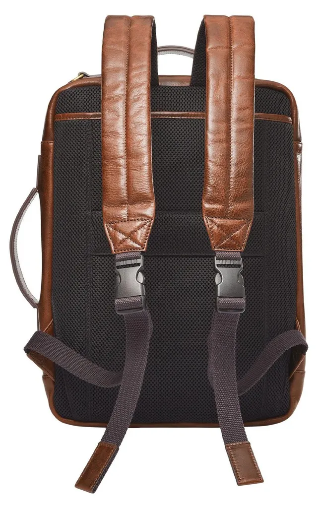 Fossil Buckner Backpack Sac à dos ordinateur en cuir Cognac authentique