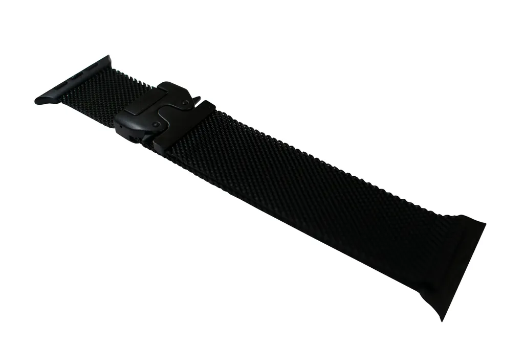 Cinturino Apple Watch Metallo Nero 42-49mm - Fibbia Paracadute Sicura