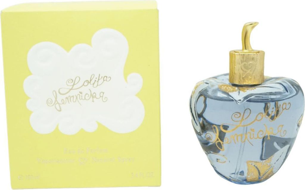 A perfume box and bottle are displayed side-by-side against a white background.