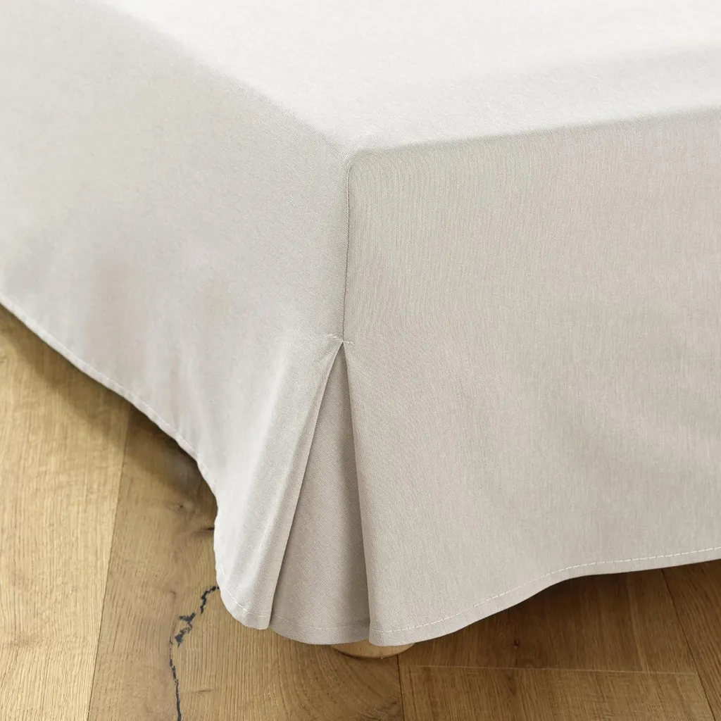 Housse de lit 200x200 Dahlica beige avec 4 volants de 35cm en coton