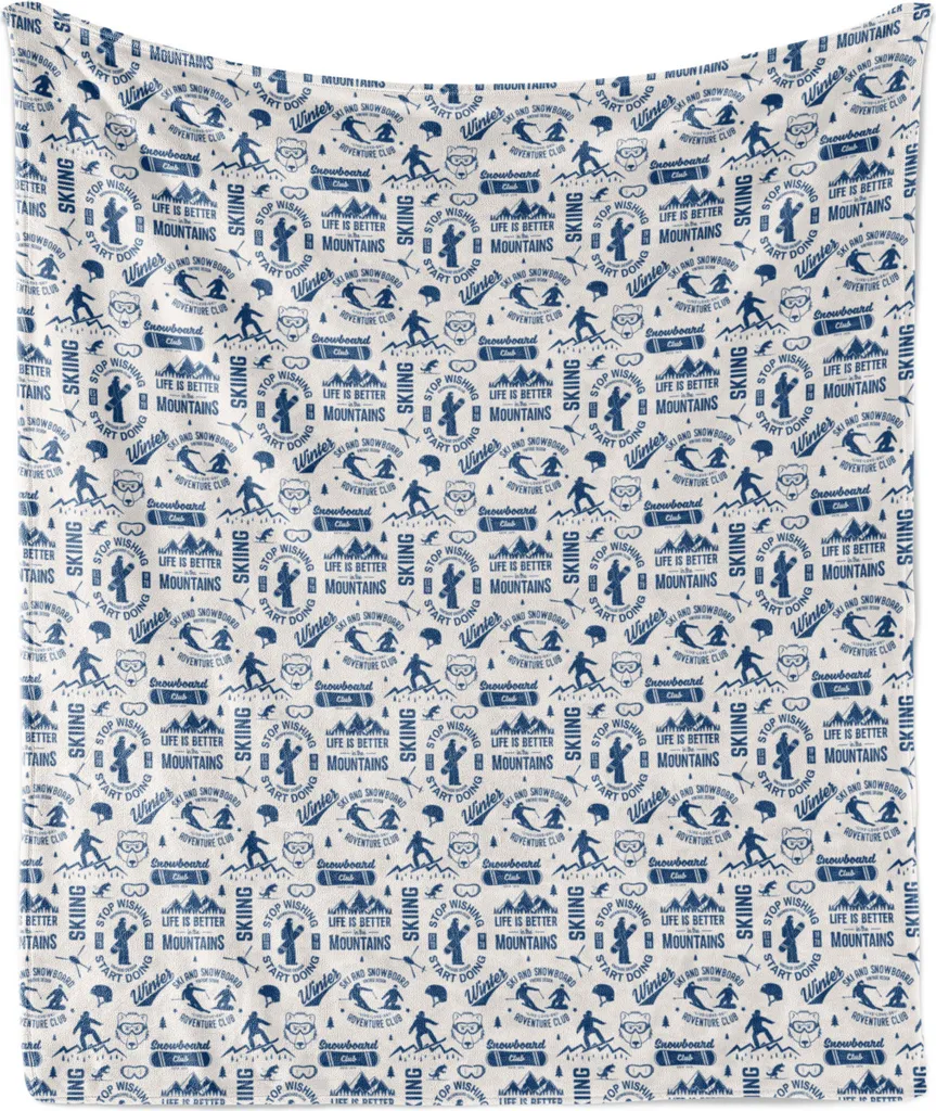 Coperta Snowboarder ABAKUHAUS 175x230 - Flanella Calda Motivo Sci