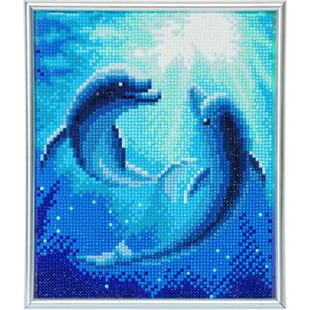 Crystal Art Dauphin Danse 21x25cm - Kit de Broderie Diamant Complet