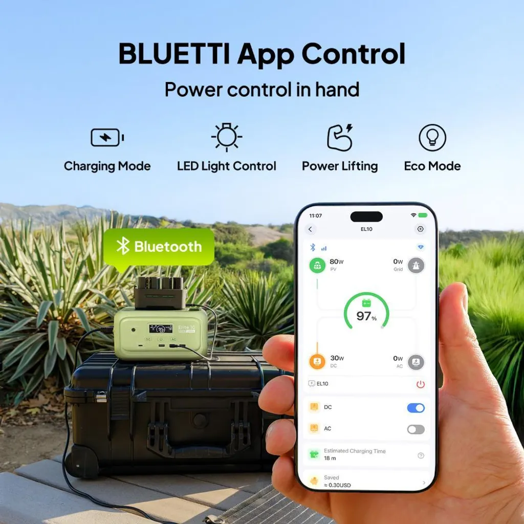 Mini-Station Énergie 200W Charge Rapide BLUETTI Elite 10 LiFePO4 Vert - 4