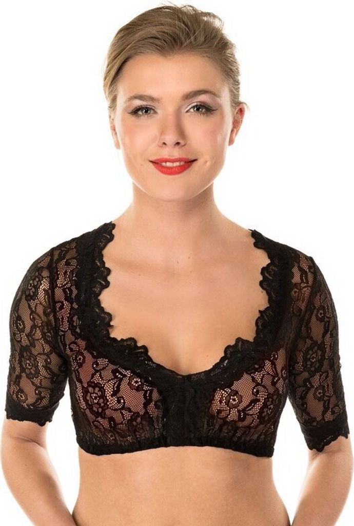 Trachten Damen Dirndlbluse Spitze - Dirndlbluse Kurzarm  Produktbild 