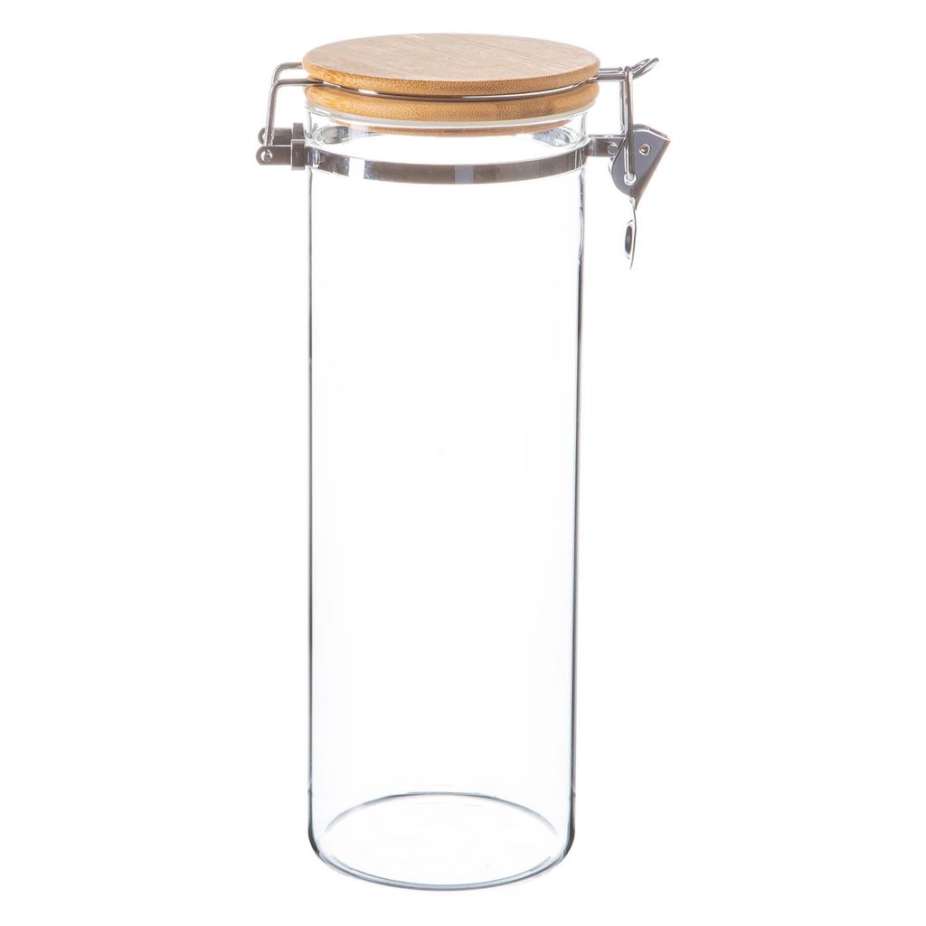 Vorratsglas aus Glas mit Clipdeckel aus Holz – 1,4 Liter