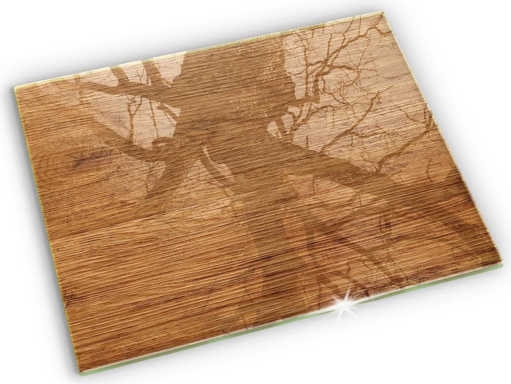 Unterlage für Kerzen Minimalistisch Glas Gummifüße - 52x40 cm - Holzstrukturplatte