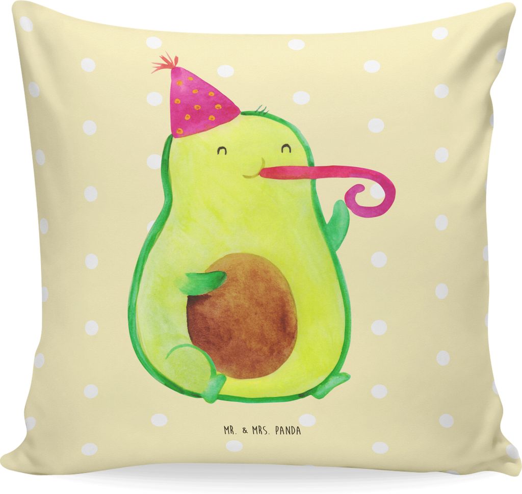 Mr. & Mrs. Panda Kissen 40x40 Avocado Feier - Gelb Pastell Produktbild 